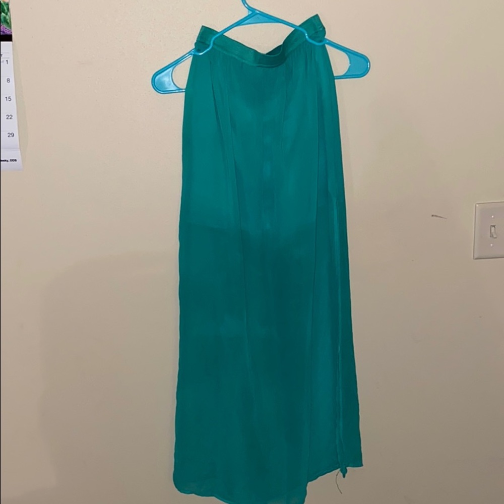 Teal skirt with slit